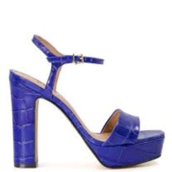 Dune London Matche Crocodile Embossed Leather Platform Dress Sandals Sz 6.5 NWOB - Picture 1 of 16